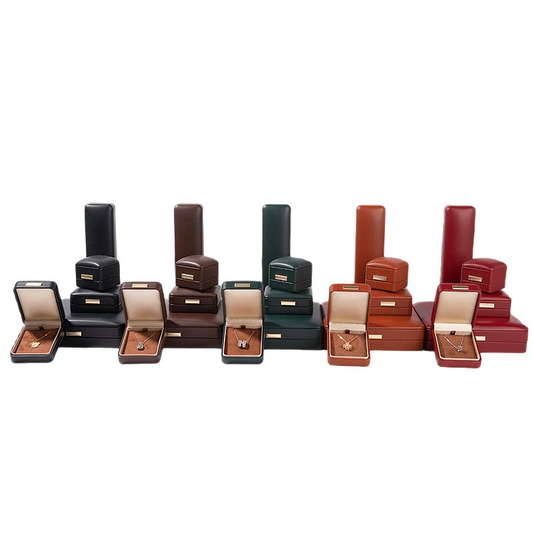 Premium PU leather rounded flip-top jewelry box detail 1