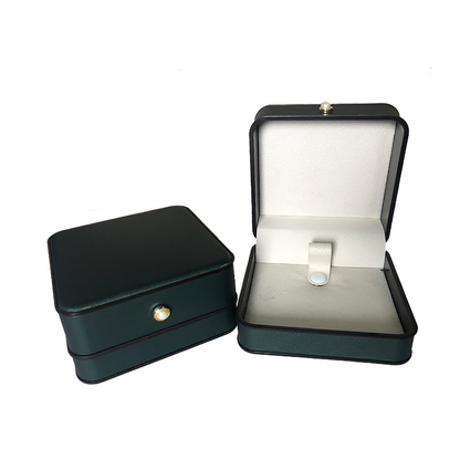 Pearl-Clasp PU Leather Jade Jewelry Flip-Top Box detail 3