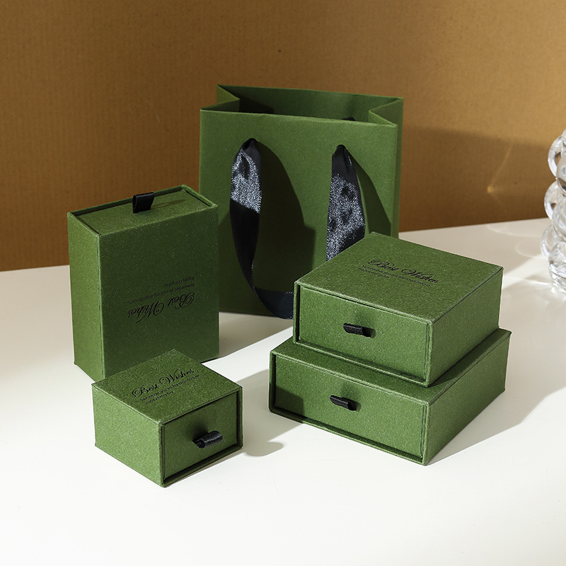Textured Specialty Paper Drawer Jewelry Boxes 展示图 2
