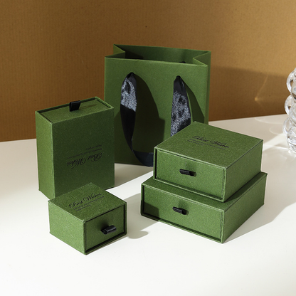 Textured Specialty Paper Drawer Jewelry Boxes 展示图 2