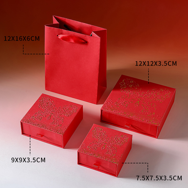 Textured Specialty Paper Drawer Jewelry Boxes 展示图 3