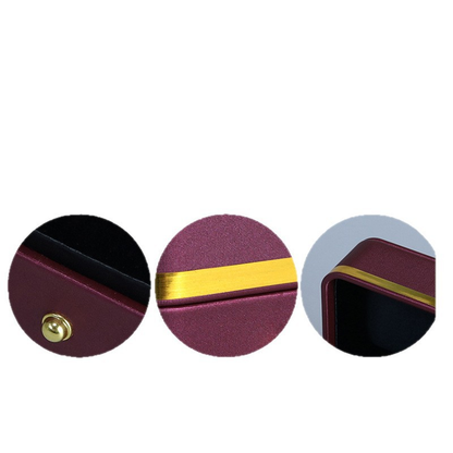 Gold-Trim Rounded PU Leather Flip-Top Jewelry Box detail 3