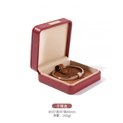 Premium PU leather rounded flip-top jewelry box detail 4