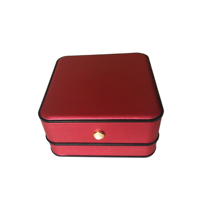 Pearl-Clasp PU Leather Jade Jewelry Flip-Top Box detail 7
