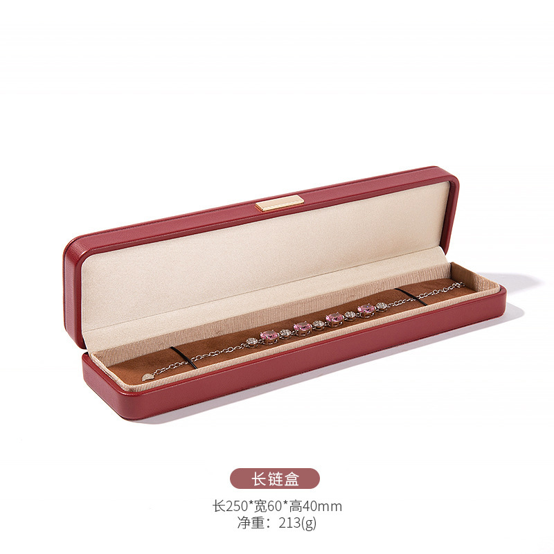Premium PU leather rounded flip-top jewelry box detail 5