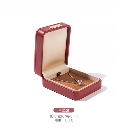 Premium PU leather rounded flip-top jewelry box detail 8